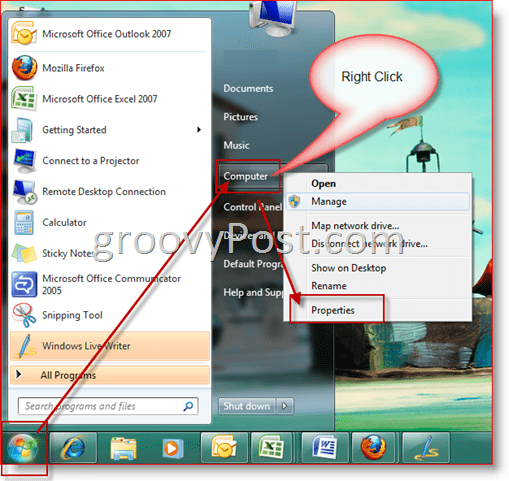 Windows 7 - Otwórz Właściwości komputera