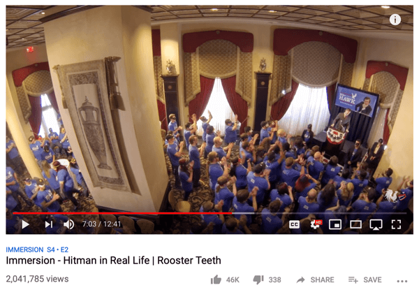 Przykład zaangażowania superfanów Rooster Teeth w YouTube.