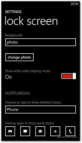 Windows Phone 8 dostosowuje opcje ekranu blokady