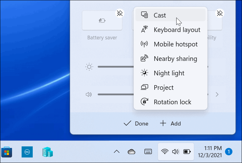 Dodaj przycisk Cast Windows 11