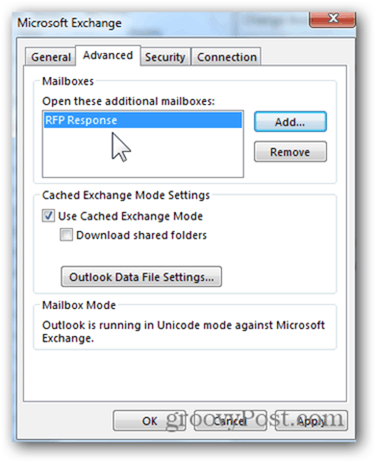 Dodaj skrzynkę pocztową Outlook 2013 - kliknij przycisk OK, aby zapisać