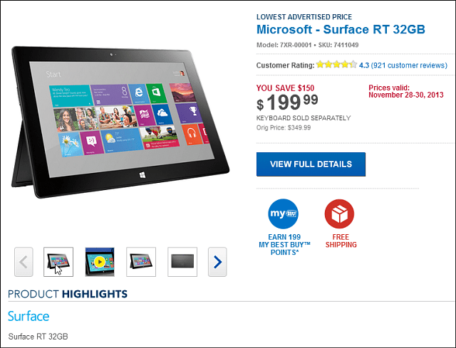 Najlepsza oferta w Czarny piątek: Microsoft Surface RT 32 GB 199 USD