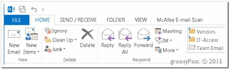 Pasek narzędzi programu Outlook 2013