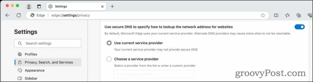 Szyfrowane ustawienia DNS w Microsoft Edge