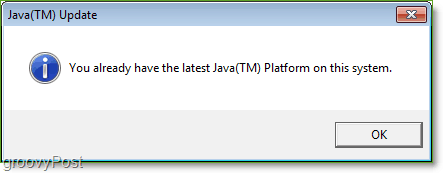 Zrzut ekranu: Aktualizacja Java w systemie Windows 7 Sprawdź pełny plik Jucheck.exe