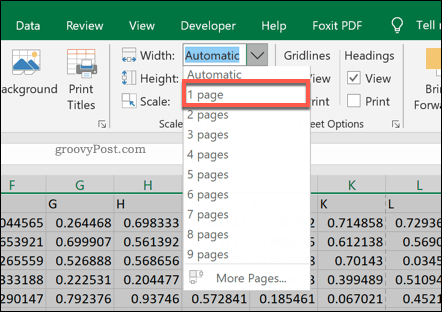 Opcje skali drukowania strony w programie Excel