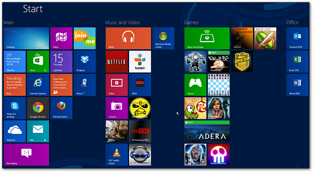 Ekran startowy systemu Windows 8