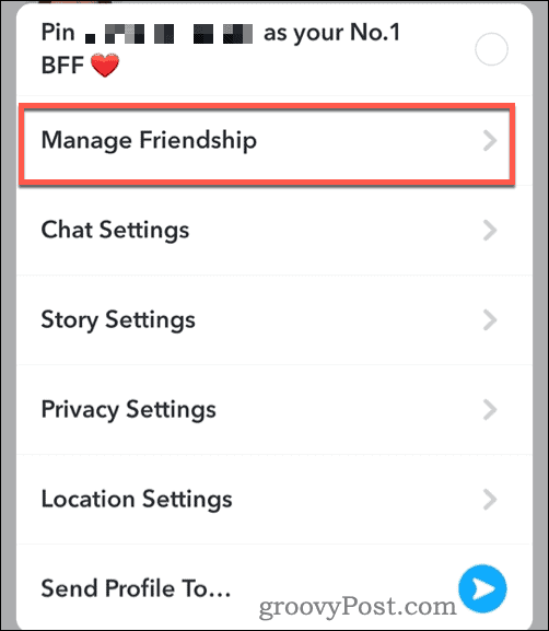 Zarządzaj przyjaźnią na Snapchacie