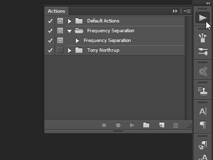 panel działań Photoshop menu edycji edycji partii menu dostępu