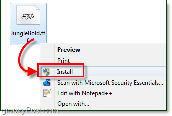 zainstaluj, aby dodać czcionkę do systemu Windows 7 