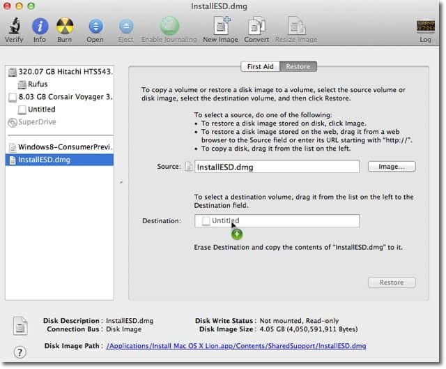 Apple OS X Lion: jak utworzyć obraz dysku rozruchowego