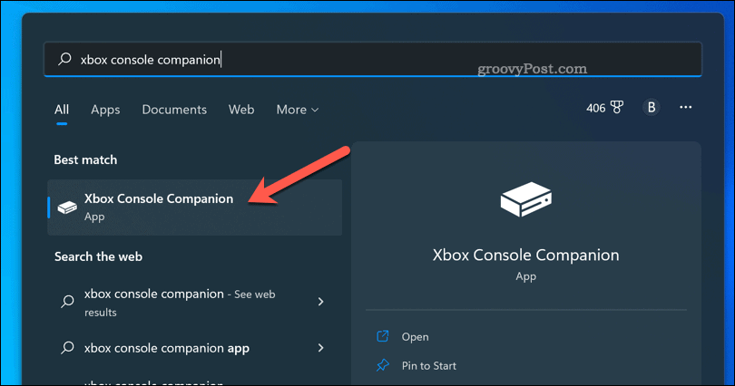 Otwórz aplikację towarzyszącą Xbox w systemie Windows 11