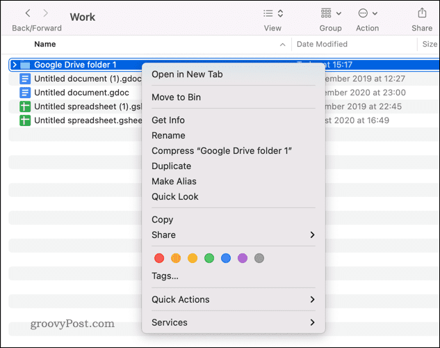 Kopiowanie folderu na Dysku Google na Macu
