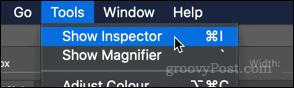 Pokaż opcję Inspector w aplikacji macOS Preview