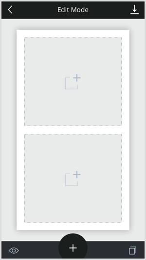 Stuknij ikonę + w szablonie Rozwiń, aby dodać zawartość.