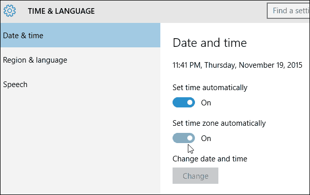 Ustaw strefę czasową automatycznie Windows 10