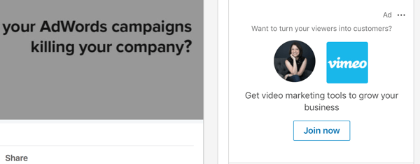 Przykład reklamy treści dynamicznych LinkedIn.