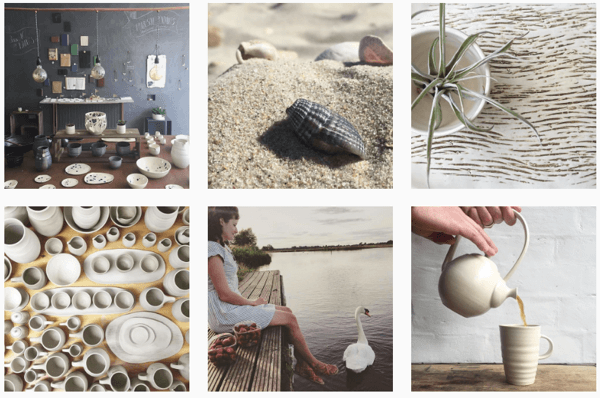 Illyria Pottery używa jednego filtra do tworzenia spójnego kanału na Instagramie.