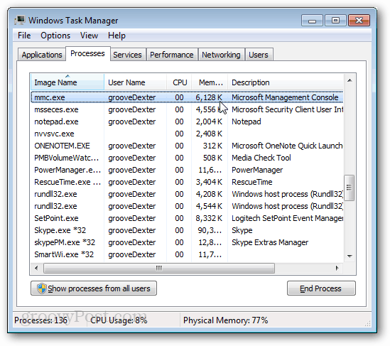 Menedżer zadań Windows mmc.exe