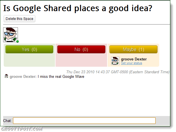 gadżet współdzielonych przestrzeni google w akcji