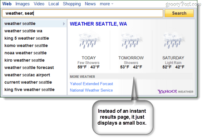 Yahoo Search Direct dla pogody