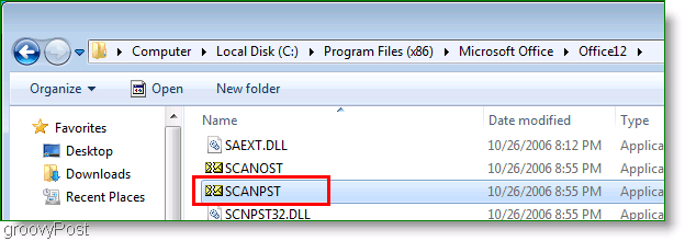 Zrzut ekranu - Outlook 2007 ScanPST