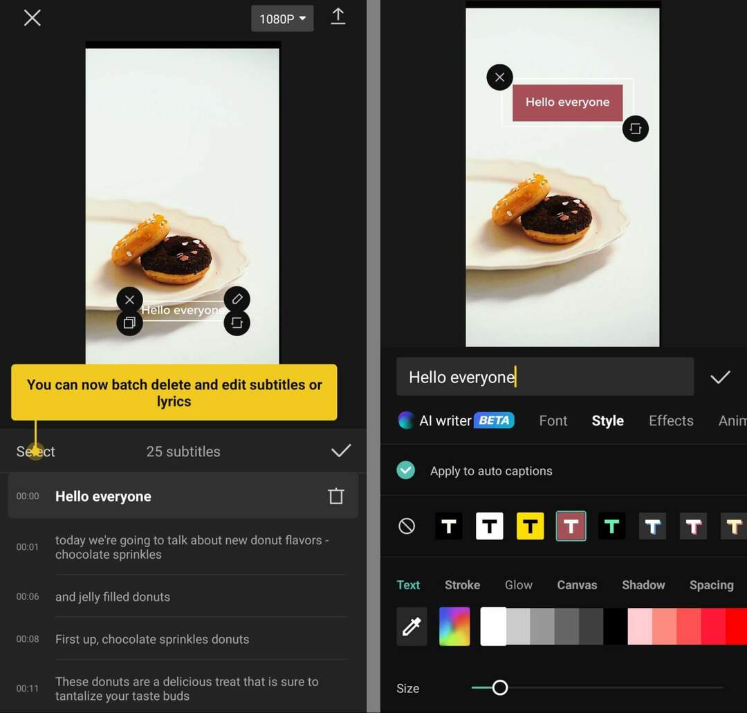aplikacje do edycji wideo-krótka-treść-aplikacja-mobilna-capcut-ai-writer-beta-tekst-wybierz-napisy-11