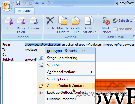 Dodaj do kontaktów Outlook 2007