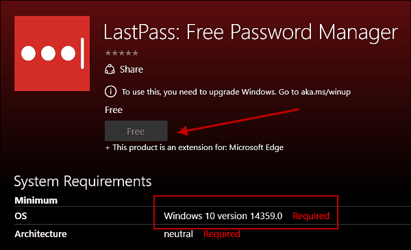 Rozszerzenie LastPass dla Microsoft Edge w systemie Windows 10
