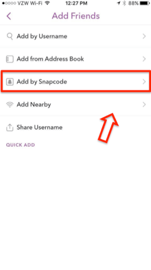 snapchat dodaj przez snapcode