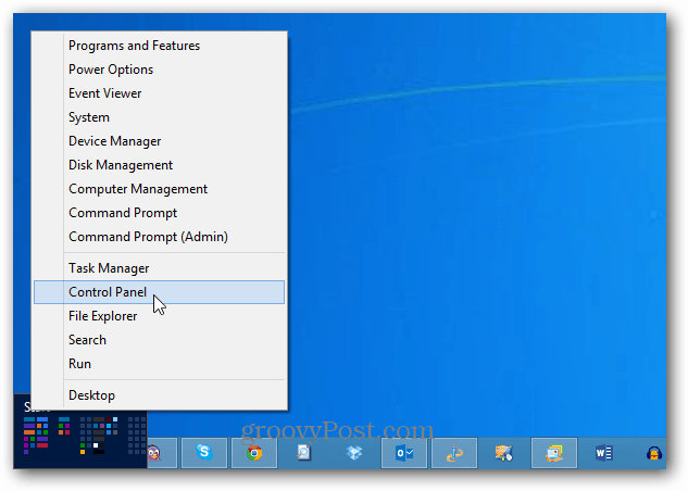 Panel sterowania Windows 8 Menu zasilania