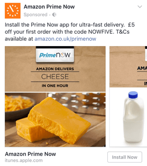 oferta Amazon Prime na Facebooku ze zniżką