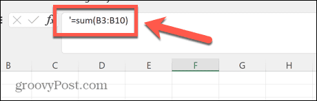 Excel apostrof na początku formuły
