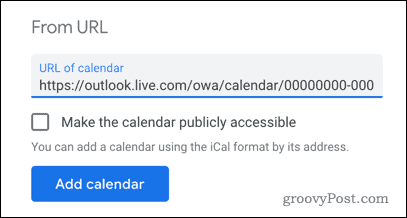 Dodawanie kalendarza programu Outlook do Kalendarza Google według adresu URL