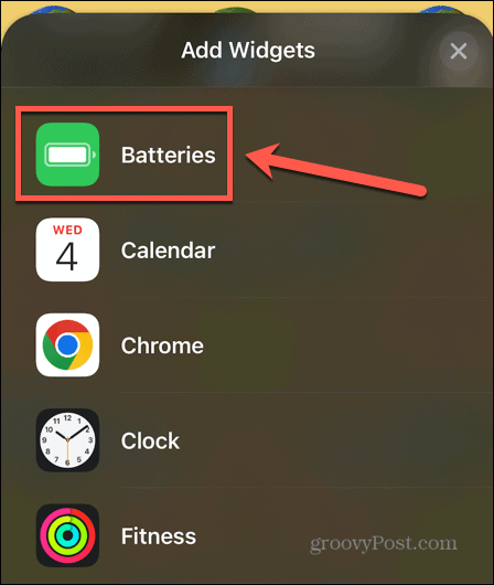 iphone dodaje widżet baterii