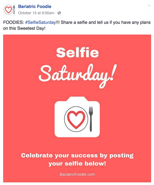 przykład sobotniego wpisu społecznościowego z selfie