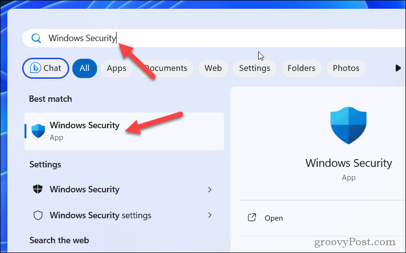 Otwórz Zabezpieczenia systemu Windows