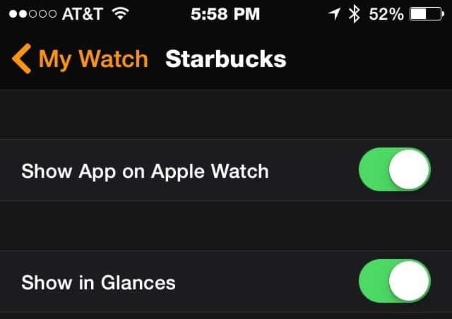 Aplikacja Starbucks - Apple Watch