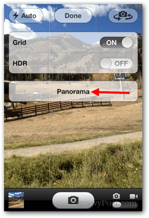 Zrób zdjęcie panoramiczne na iPhone'a iOS - dotknij Panorama