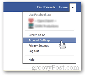 strona główna facebook przycisk ustawienia konta preferencje nazwa użytkownika adres URL ustawiony