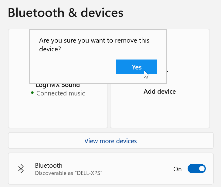 Sprawdź usunięcie urządzenia Bluetooth