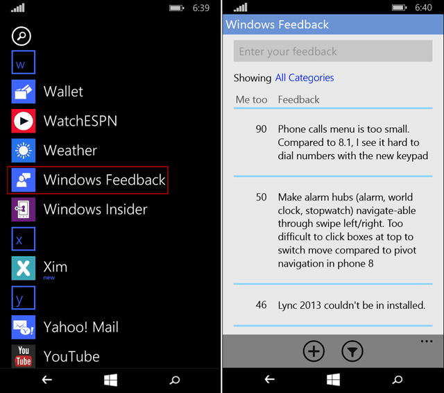 Łatwe przesyłanie opinii na temat systemu Windows 10 dla telefonów
