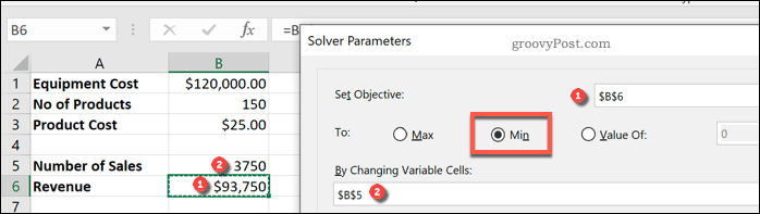 Ustawianie zmiennych programu Excel Solver