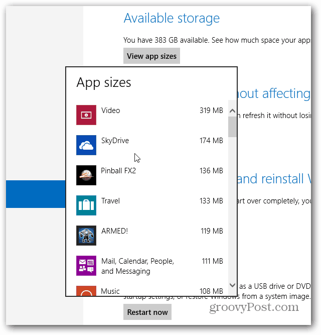 Wyświetlane rozmiary aplikacji systemu Windows