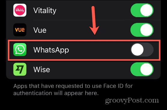 Identyfikator twarzy WhatsApp wyłączony