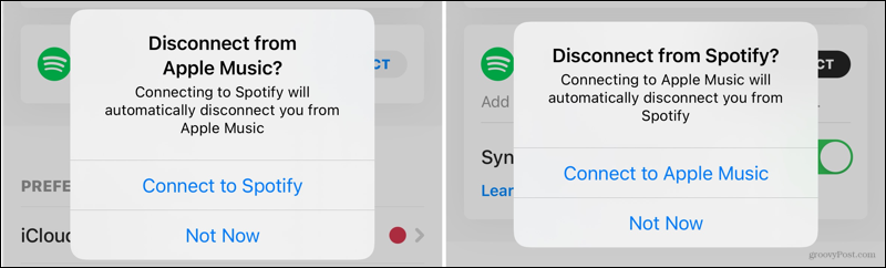 Odłącz Apple Music i Spotify