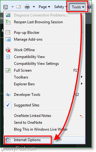 Internet Explorer 8 - wybierz narzędzia> <noscript> <img style =