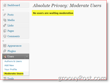 Absolutna prywatność Użytkownicy umiarkowani - Prywatna wtyczka Blog WordPress
