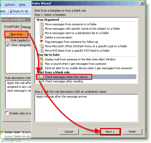 Outlook 2007 - Utwórz regułę programu Outlook, gdy otrzyma wiadomość e-mail