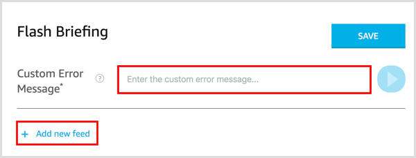 Dodaj niestandardowy komunikat o błędzie do kanału informacyjnego Alexa Flash.